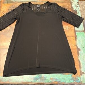 CLARA SUNWOO Black Tunic with Mesh Detail